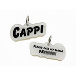 White Goofy Font - 2x Tags Dog Name Tags by Bashtags
