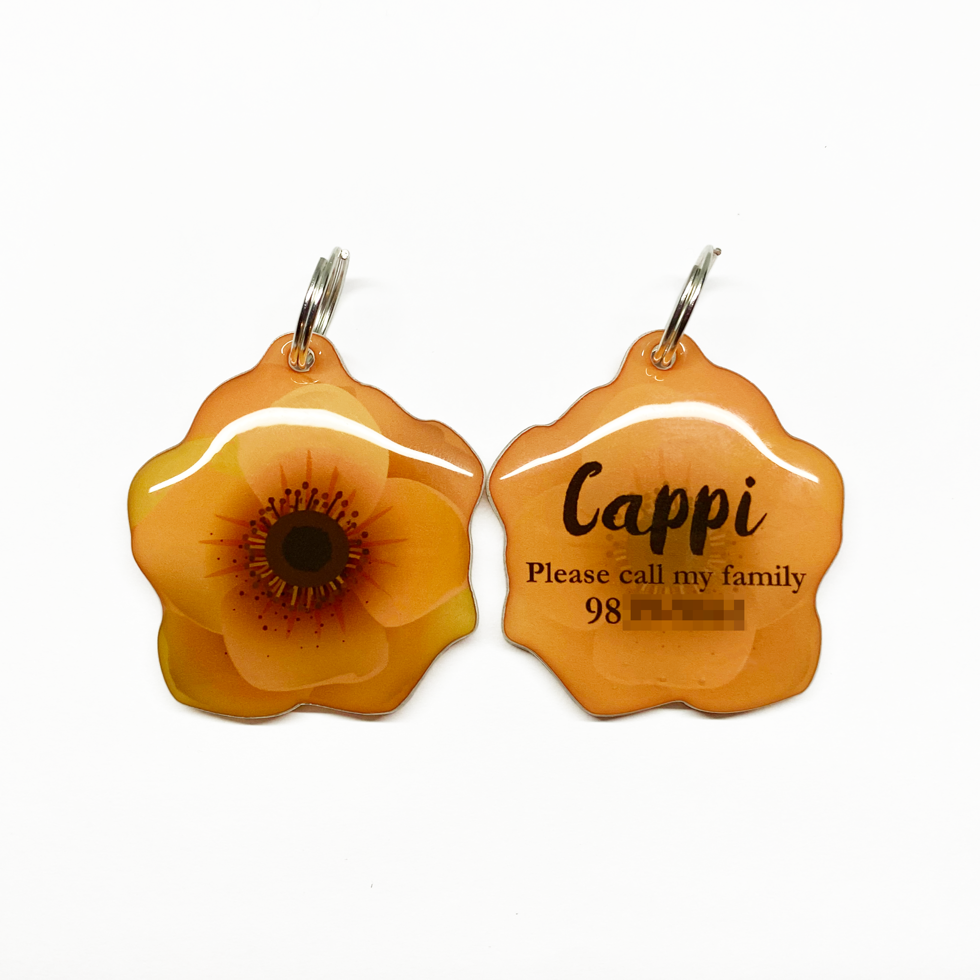 Marigold Hibiscus - 2x Tags Dog Name Tags by Bashtags