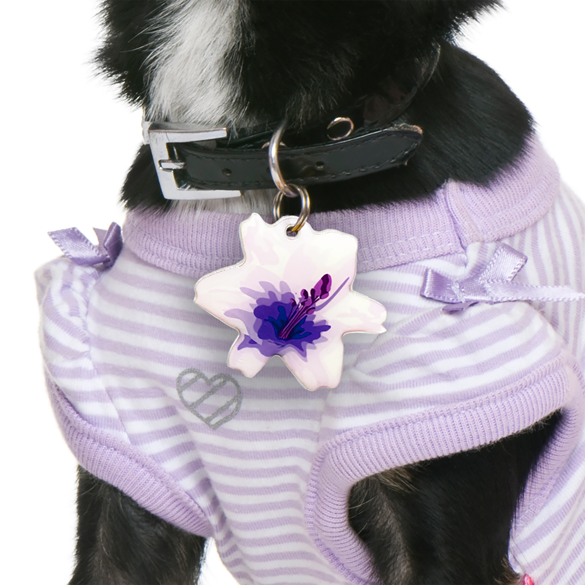 Purple Lily - 2x Tags Dog Name Tags by Bashtags