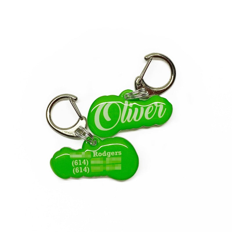 Lime Green Love-Script Font Pet ID Tag by Bashtags