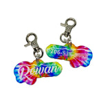 Custom Pet ID Tags For Dogs and Cats, Unique Pet Name Tags in Tie-Dyed Rainbow Pattern, Made With Acrylic, Lightweight and No Clanking
