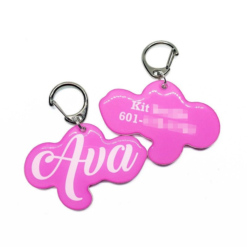 Tickle-Me Pink Love-Script Font Pet ID Tag by Bashtags