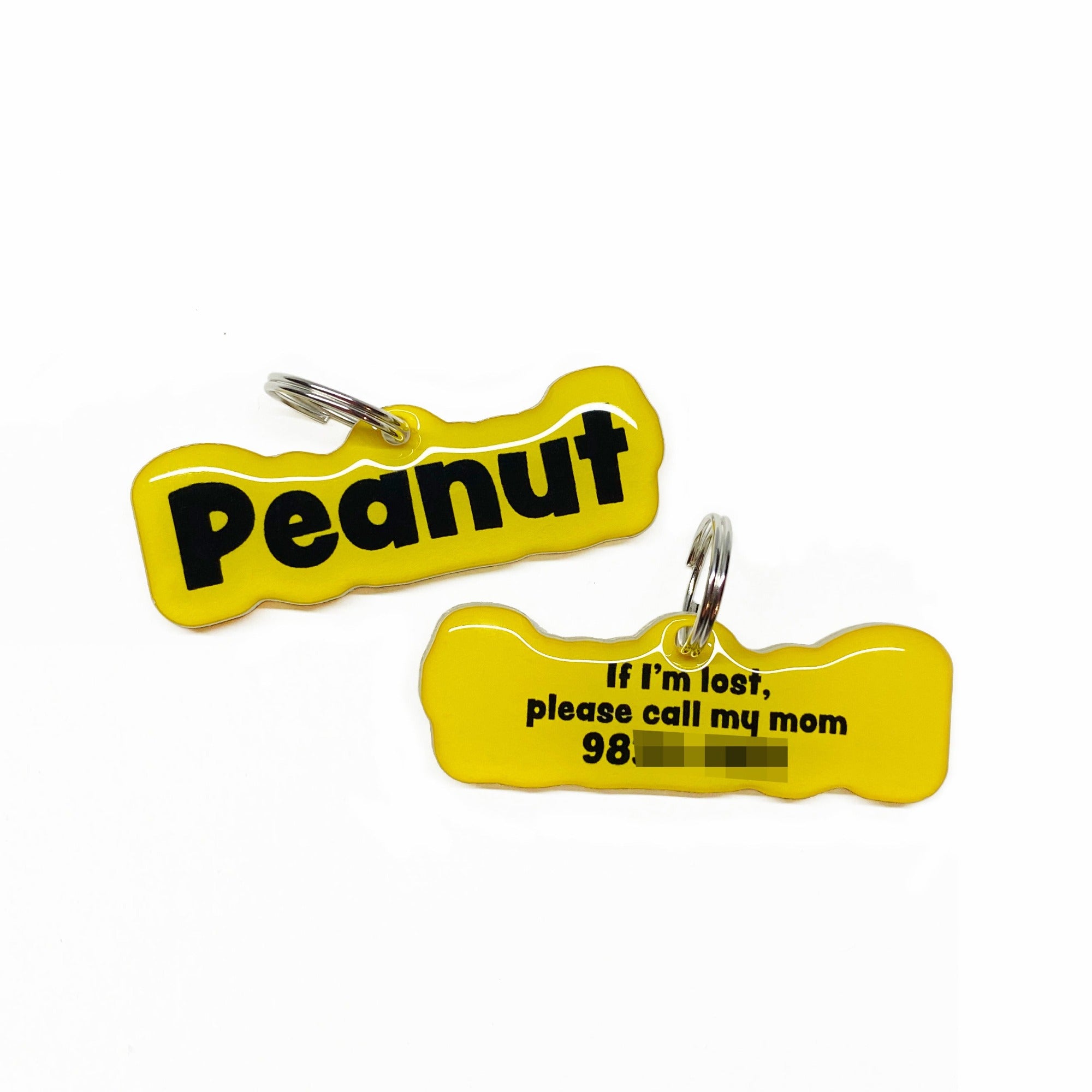 Golden Yellow Rock-Sugar Font (Black Lettering) - 2x Tags Dog Name Tags by Bashtags