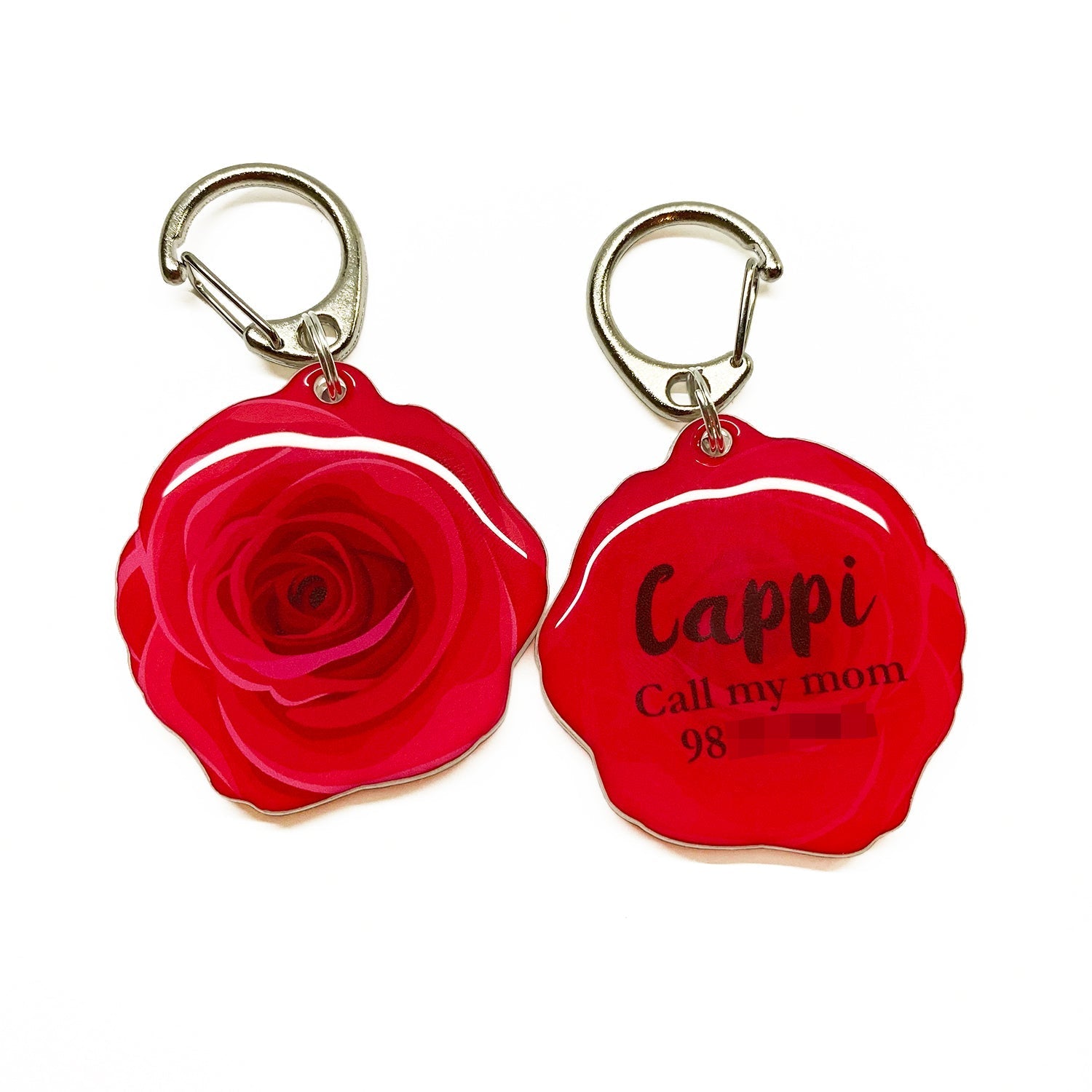 Red Rose Pet ID Tag | Unique Pet ID Tags by Bashtags