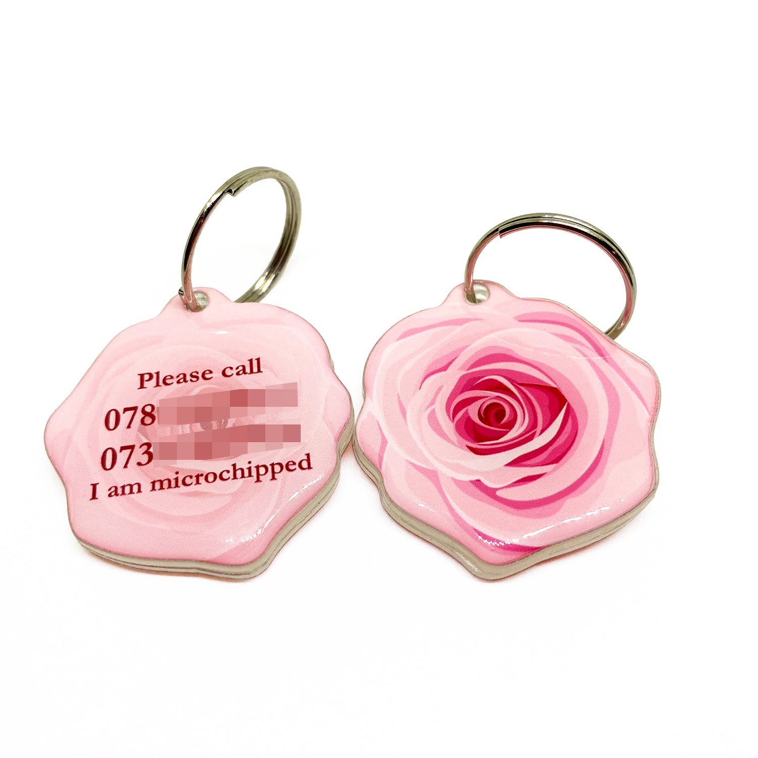 Light Pink Rose - 2x Tags Dog Name Tags by Bashtags