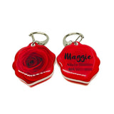 Burgundy Rose - 2x Tags Dog Name Tags by Bashtags