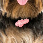 Pastel Pink Love-Script Font Pet ID Tag by Bashtags