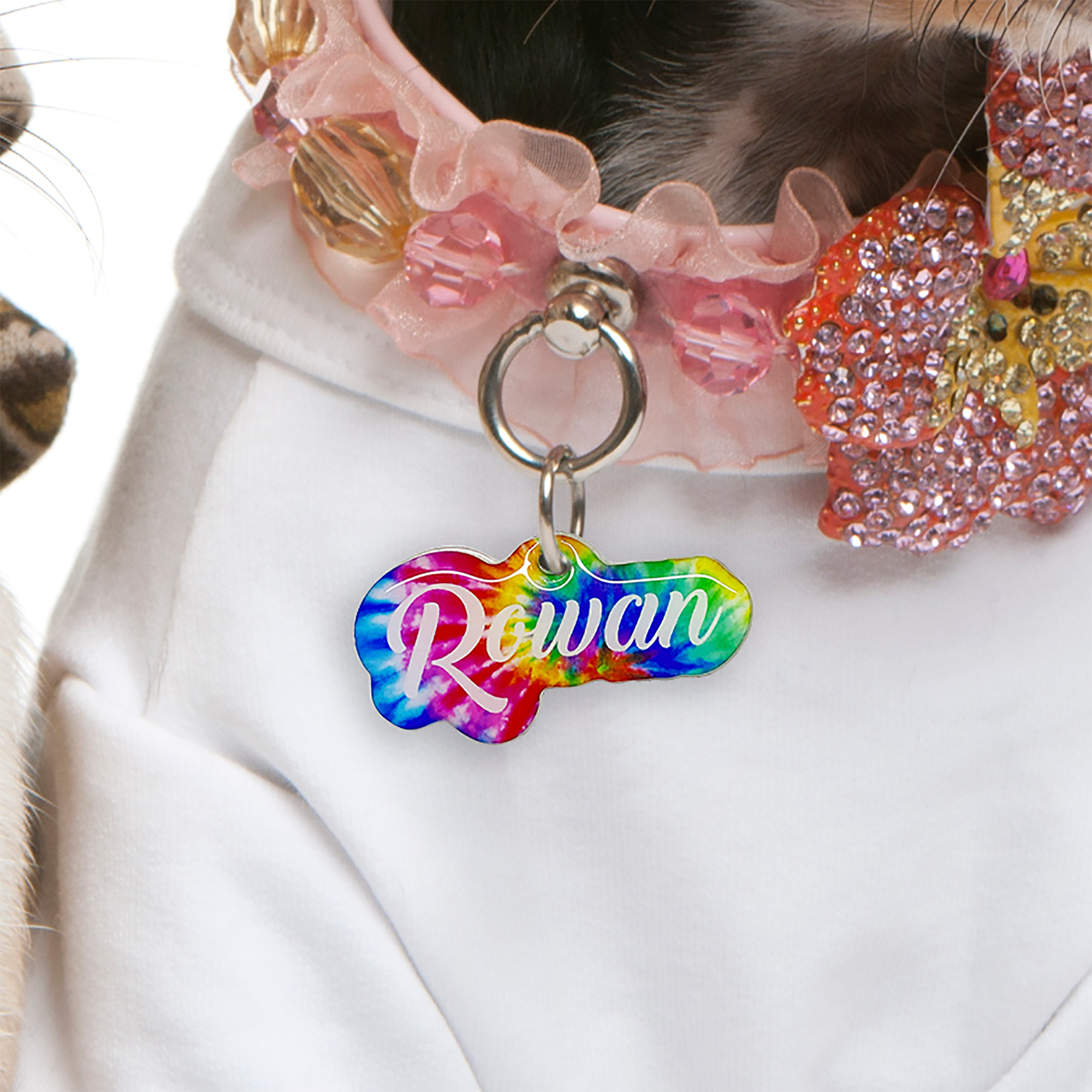 Tie-Dye Rainbow - 2x Tags Dog Name Tags by Bashtags