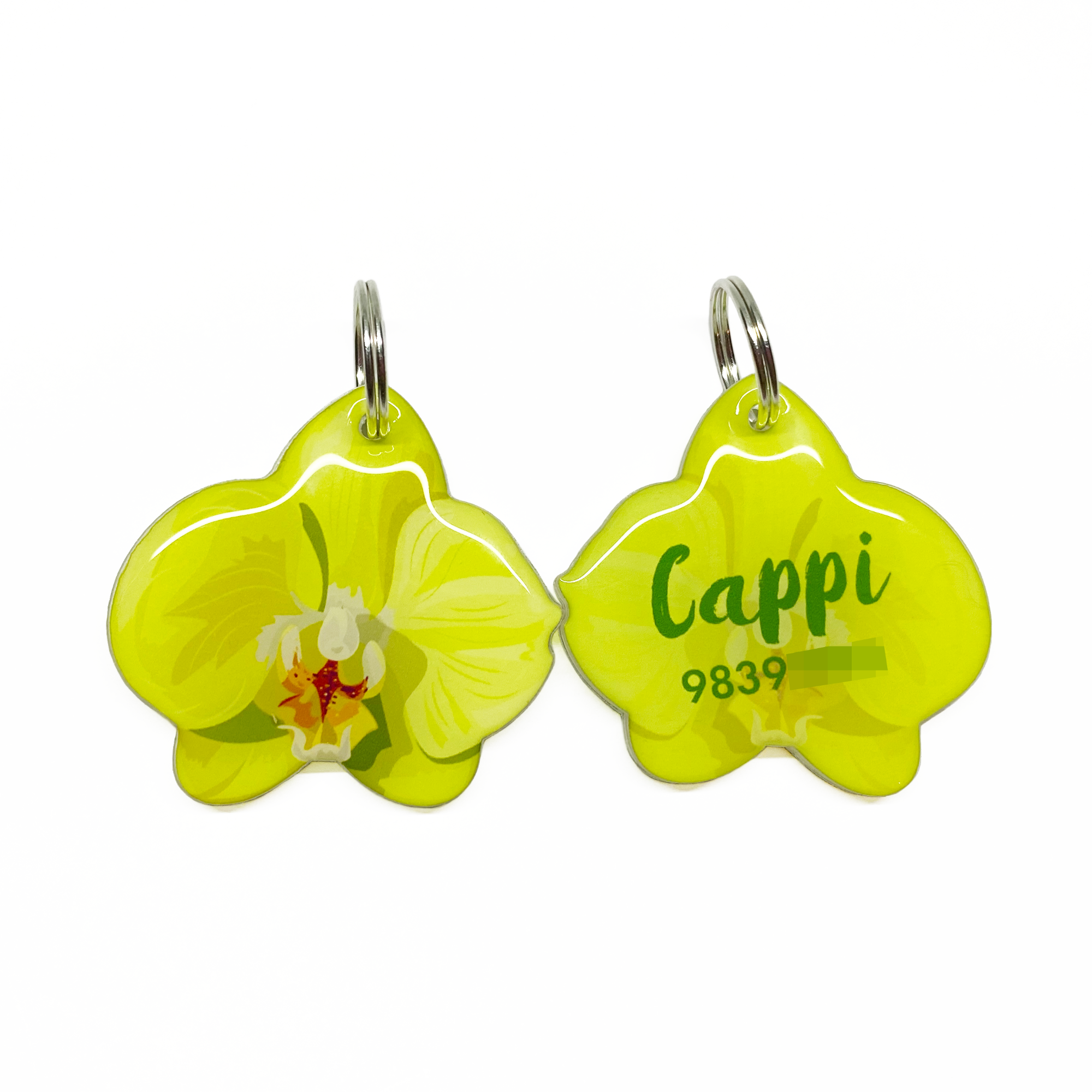 Key Lime Orchid - 2x Tags Dog Name Tags by Bashtags